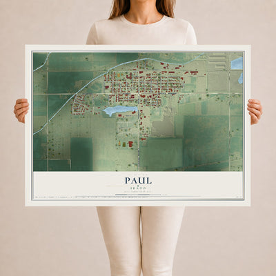 Map of Paul, Idaho, 24 x 36 inch unframed archival matte print