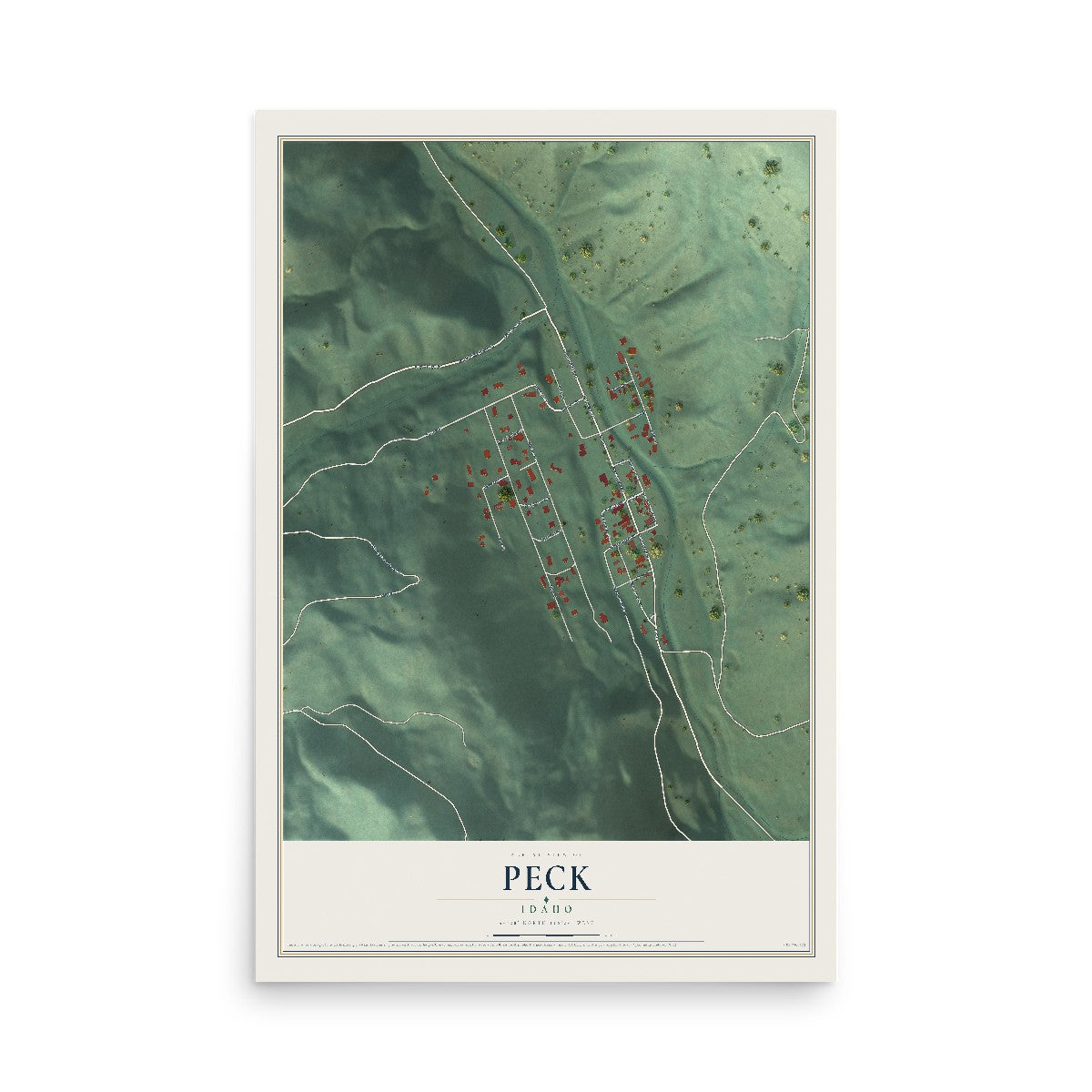 Map of Peck, Idaho, 12 x 18 inch unframed archival matte print
