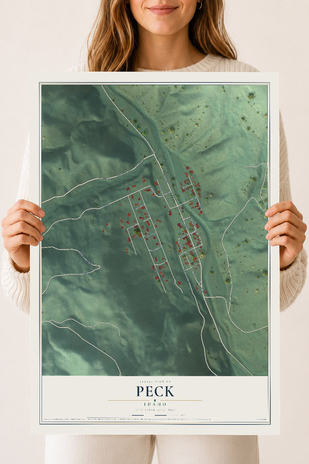 Map of Peck, Idaho, 18 x 24 inch unframed archival matte print