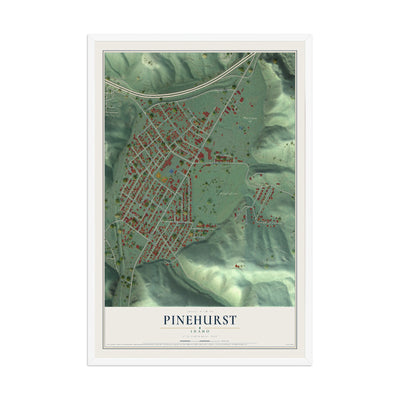 Map of Pinehurst, Idaho, 12 x 18 inch print in a white wood frame
