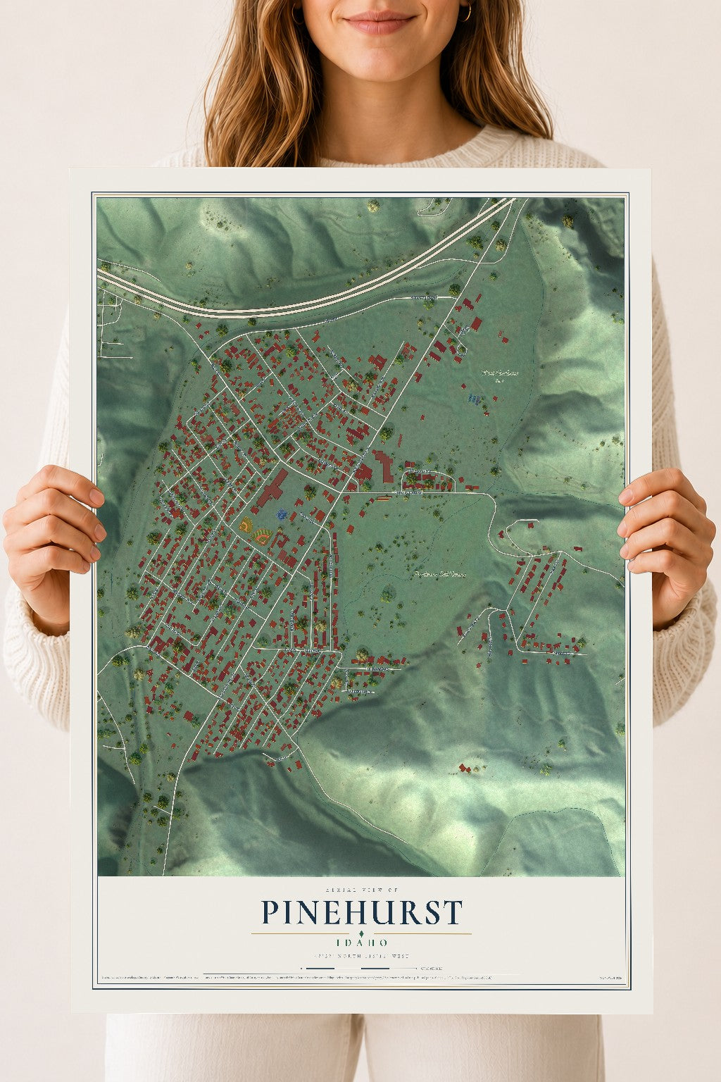 Map of Pinehurst, Idaho, 18 x 24 inch unframed archival matte print