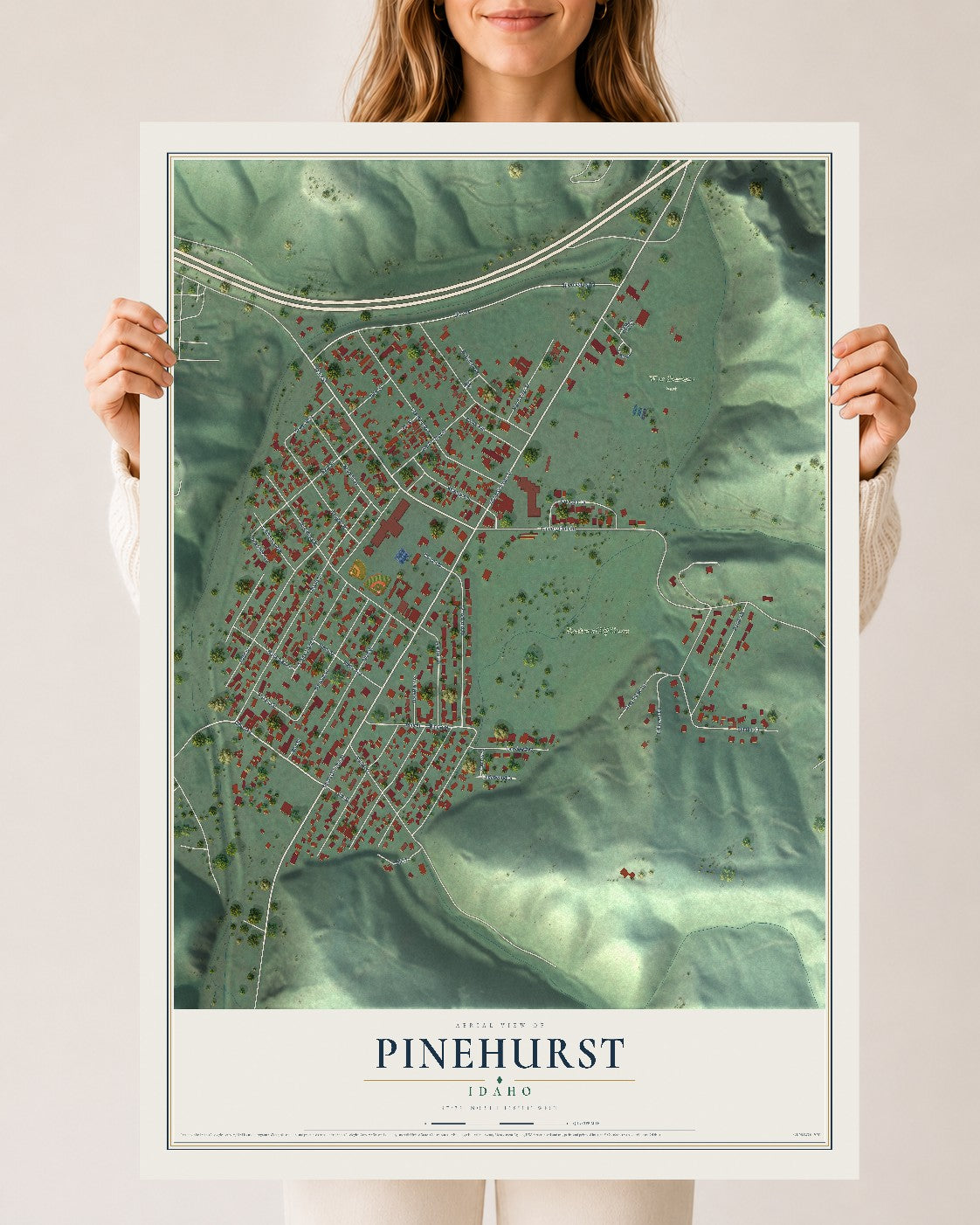 Map of Pinehurst, Idaho, 24 x 36 inch unframed archival matte print