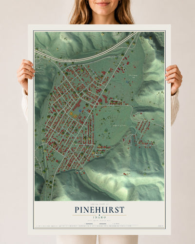 Map of Pinehurst, Idaho, 24 x 36 inch unframed archival matte print