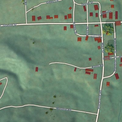 Close-up of the map of Placerville, Idaho print showing street and building detail