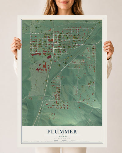 Map of Plummer, Idaho, 24 x 36 inch unframed archival matte print
