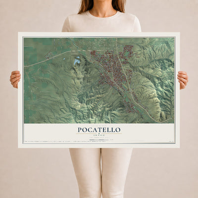 Map of Pocatello, Idaho, 24 x 36 inch unframed archival matte print