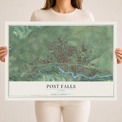 Map of Post Falls, Idaho, 18 x 24 inch unframed archival matte print