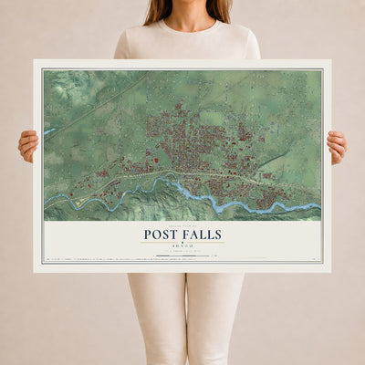 Map of Post Falls, Idaho, 24 x 36 inch unframed archival matte print