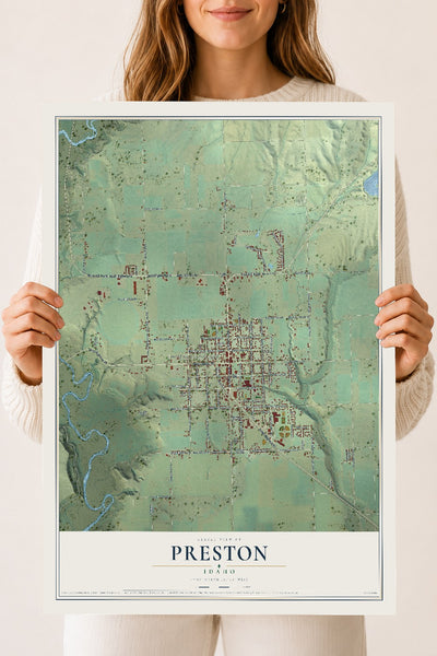 Map of Preston, Idaho, 18 x 24 inch unframed archival matte print