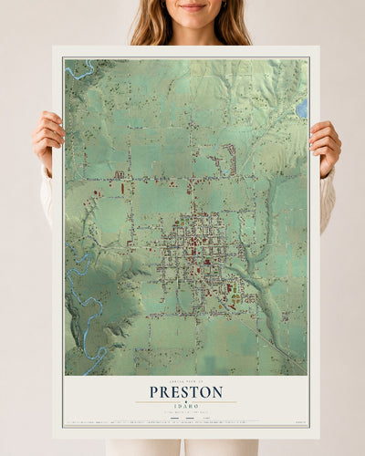 Map of Preston, Idaho, 24 x 36 inch unframed archival matte print