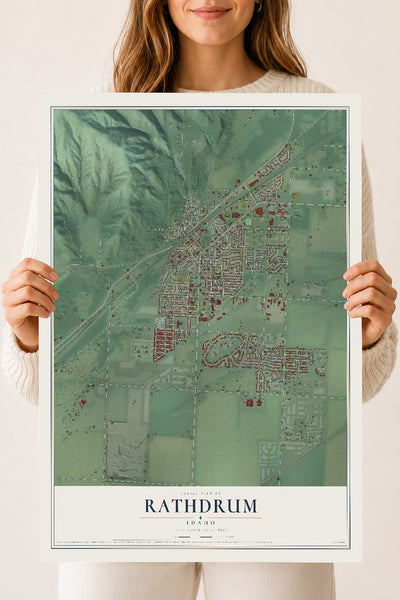 Map of Rathdrum, Idaho, 18 x 24 inch unframed archival matte print