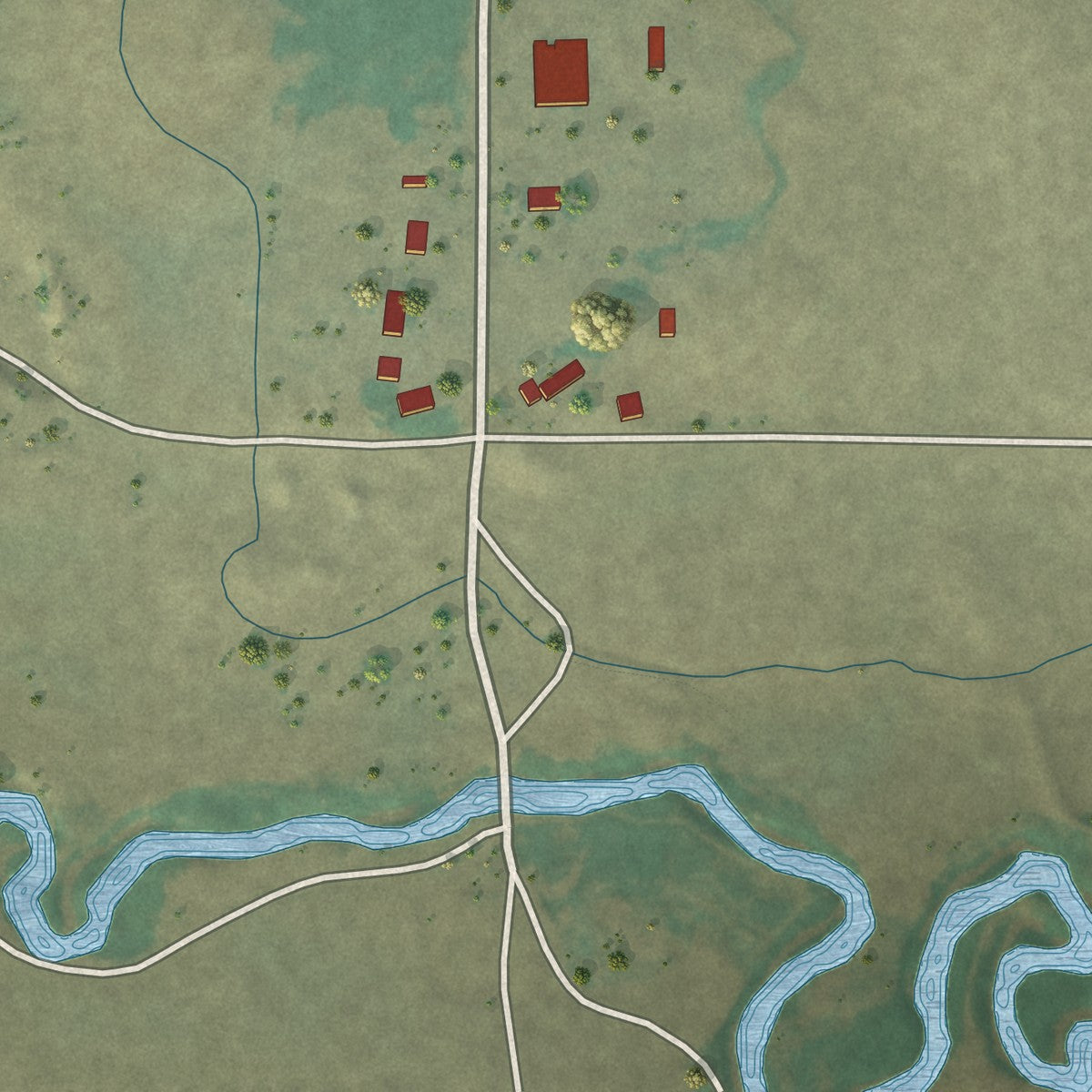 Second close-up of the map of Richfield, Idaho print showing more streets and buildings