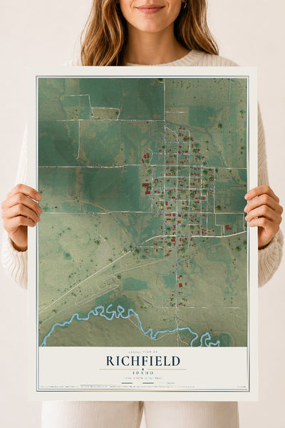 Map of Richfield, Idaho, 18 x 24 inch unframed archival matte print