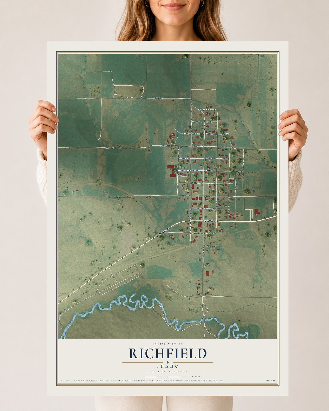 Map of Richfield, Idaho, 24 x 36 inch unframed archival matte print
