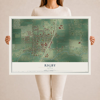 Map of Rigby, Idaho, 24 x 36 inch unframed archival matte print