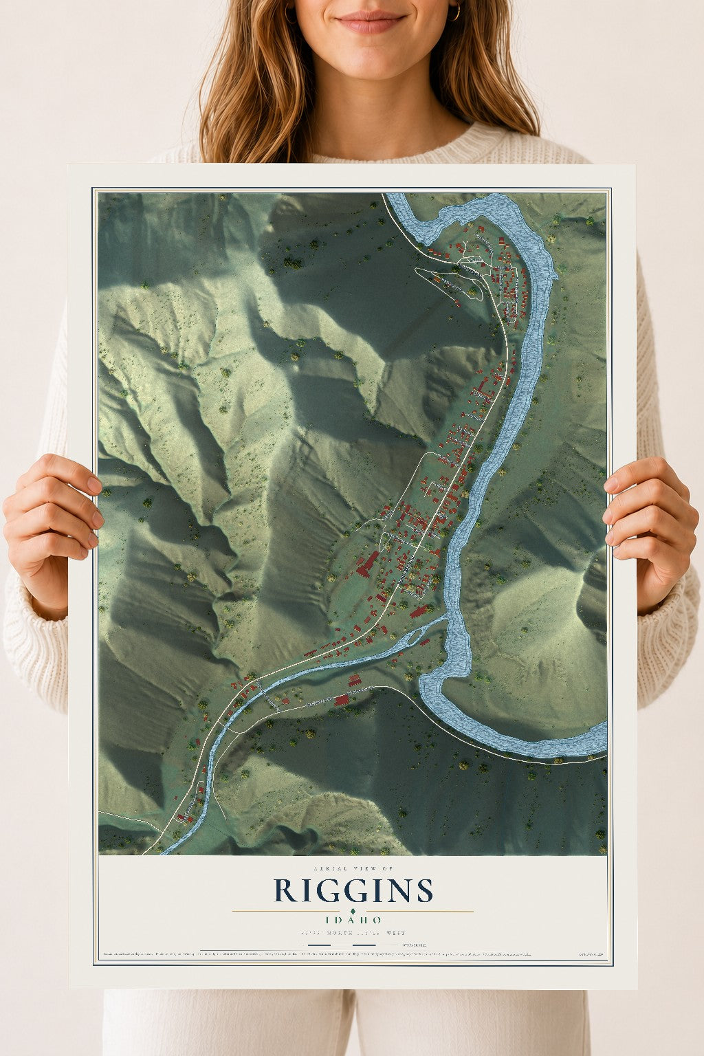 Map of Riggins, Idaho, 18 x 24 inch unframed archival matte print