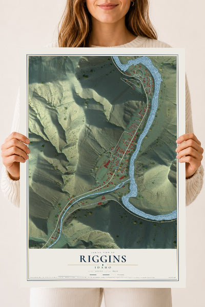 Map of Riggins, Idaho, 18 x 24 inch unframed archival matte print