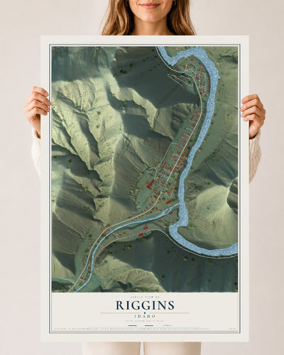 Map of Riggins, Idaho, 24 x 36 inch unframed archival matte print