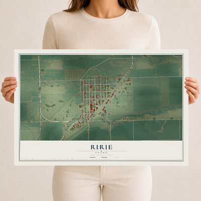 Map of Ririe, Idaho, 12 x 18 inch unframed archival matte print