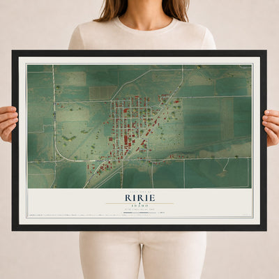 Map of Ririe, Idaho, 18 x 24 inch print in a black wood frame