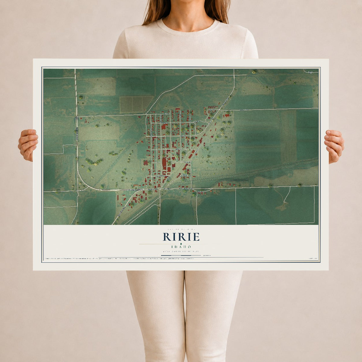 Map of Ririe, Idaho, 24 x 36 inch unframed archival matte print