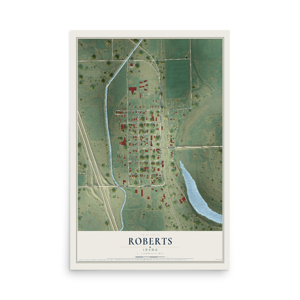 Map of Roberts, Idaho, 12 x 18 inch unframed archival matte print
