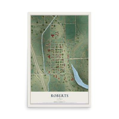 Map of Roberts, Idaho, 12 x 18 inch unframed archival matte print
