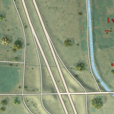Second close-up of the map of Roberts, Idaho print showing more streets and buildings