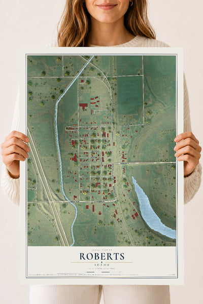Map of Roberts, Idaho, 18 x 24 inch unframed archival matte print