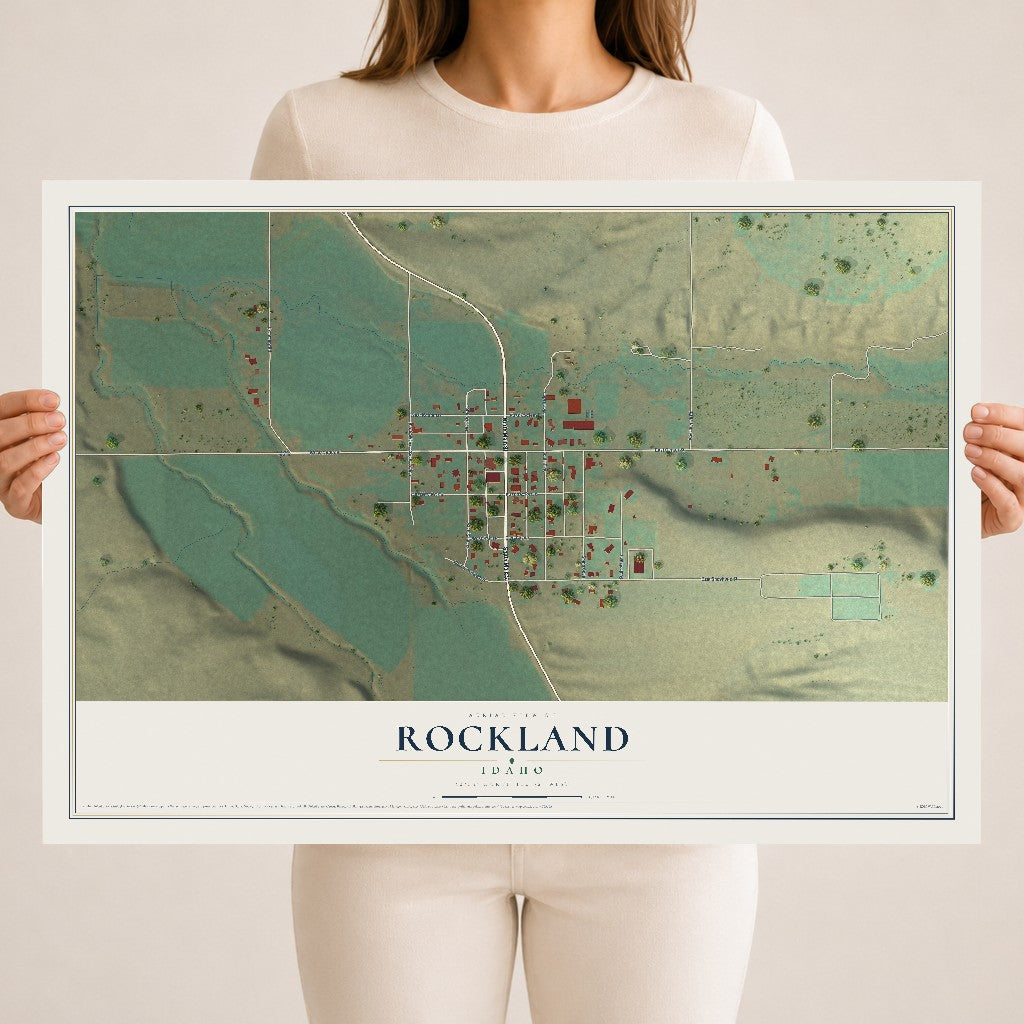 Map of Rockland, Idaho, 18 x 24 inch unframed archival matte print