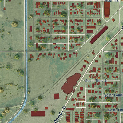 Second close-up of the map of Rupert, Idaho print showing more streets and buildings