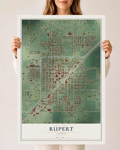 Map of Rupert, Idaho, 24 x 36 inch unframed archival matte print
