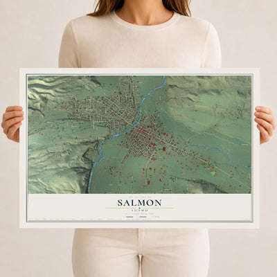 Map of Salmon, Idaho, 12 x 18 inch unframed archival matte print