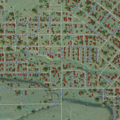 Second close-up of the map of Salmon, Idaho print showing more streets and buildings
