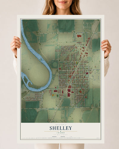 Map of Shelley, Idaho, 24 x 36 inch unframed archival matte print