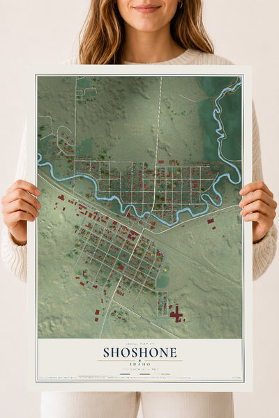 Map of Shoshone, Idaho, 18 x 24 inch unframed archival matte print