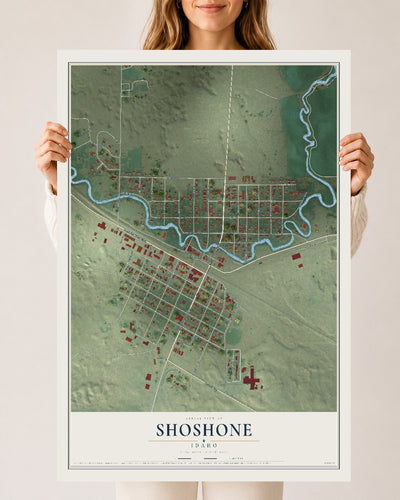 Map of Shoshone, Idaho, 24 x 36 inch unframed archival matte print
