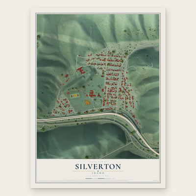Silverton, Idaho map print, the full design