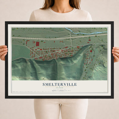 Map of Smelterville, Idaho, 18 x 24 inch print in a black wood frame