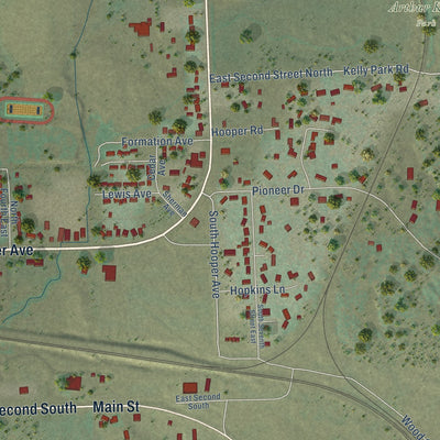 Second close-up of the map of Soda Springs, Idaho print showing more streets and buildings