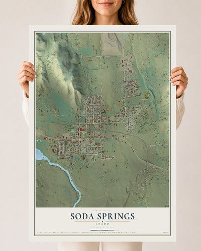 Map of Soda Springs, Idaho, 24 x 36 inch unframed archival matte print