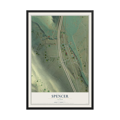 Map of Spencer, Idaho, 12 x 18 inch print in a black wood frame