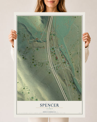 Map of Spencer, Idaho, 24 x 36 inch unframed archival matte print
