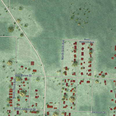 Second close-up of the map of Spirit Lake, Idaho print showing more streets and buildings