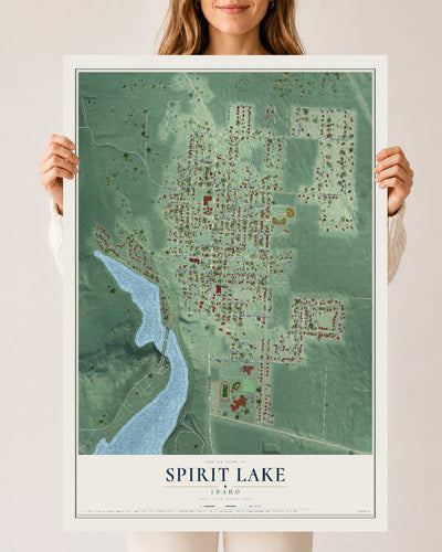 Map of Spirit Lake, Idaho, 24 x 36 inch unframed archival matte print