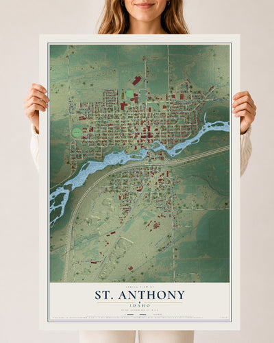 Map of St. Anthony, Idaho, 24 x 36 inch unframed archival matte print