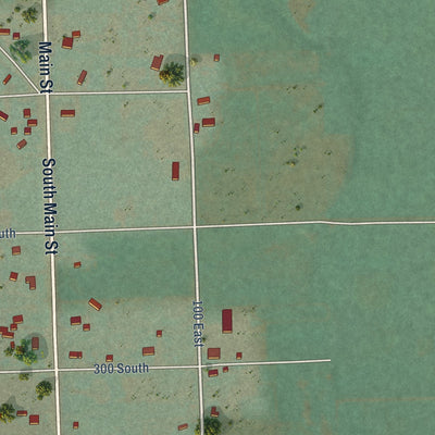 Second close-up of the map of St. Charles, Idaho print showing more streets and buildings