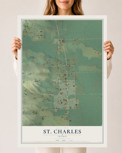 Map of St. Charles, Idaho, 24 x 36 inch unframed archival matte print