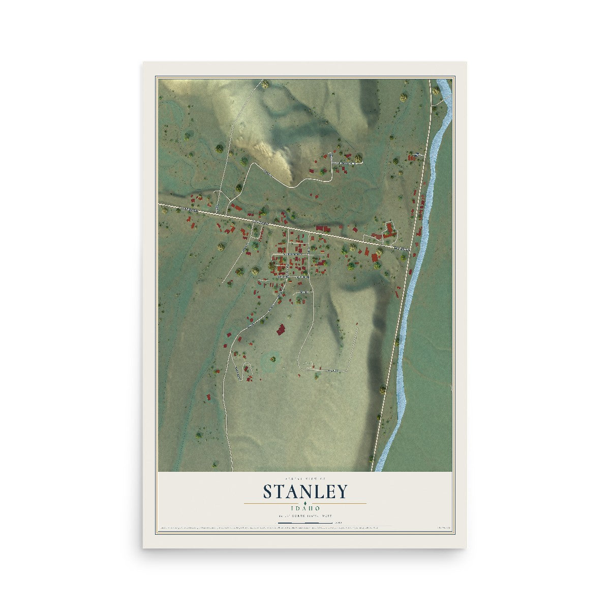 Map of Stanley, Idaho, 12 x 18 inch unframed archival matte print
