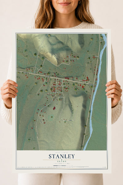 Map of Stanley, Idaho, 18 x 24 inch unframed archival matte print